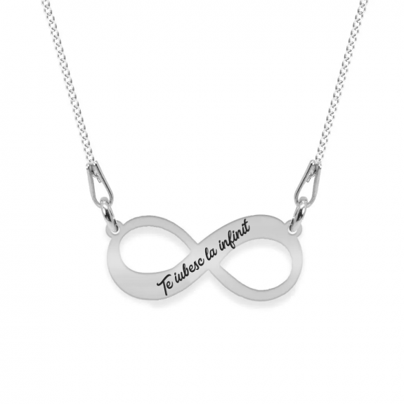 Colier argint infinit 20 mm - personalizata cu text